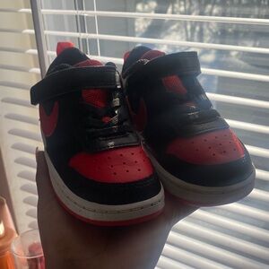 Kids Black and Red Sneakers with Velcro Strap